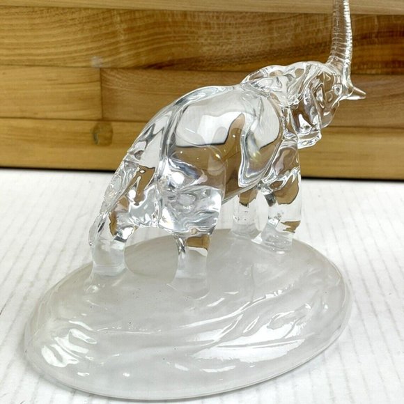 Vtg Crystal D' Arques 24% Lad Crystal Elephant Figurine W/Frosted Base France - Picture 5 of 9